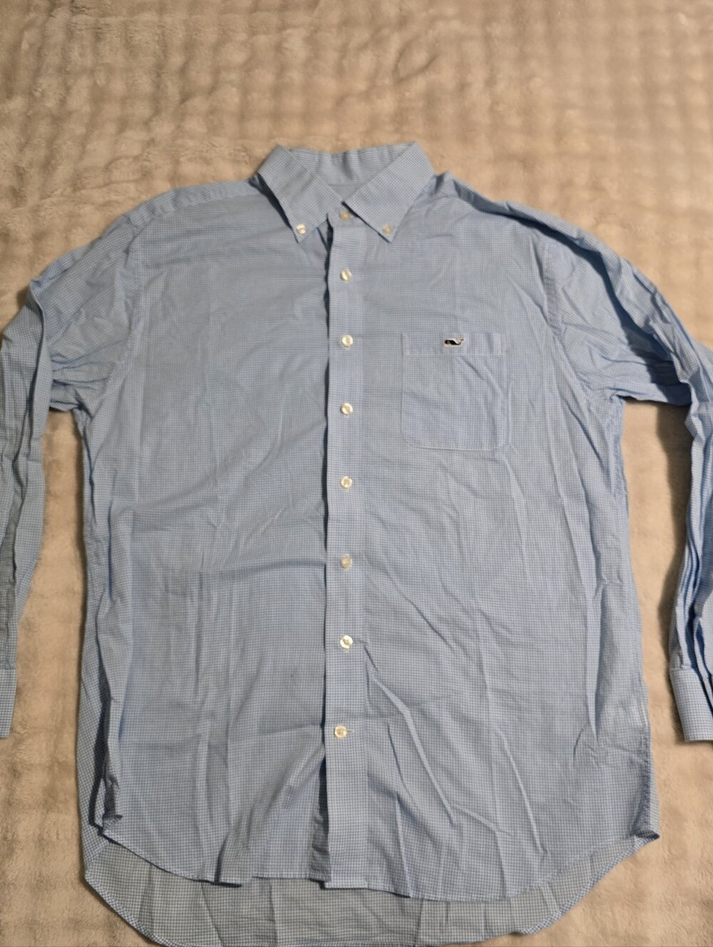 Vineyard Vines Mens Large Classic Fit Tucker Shirt Blue Gingham Button Down